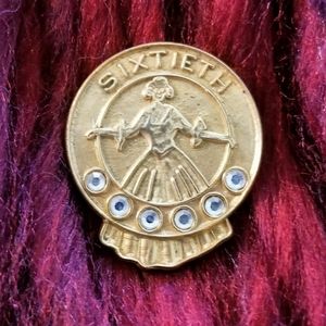 Vintage "sixtieth" brooch gold tone pin